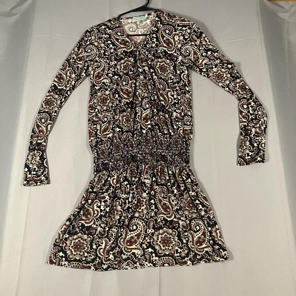 Veronica M Dress Womens Medium Black Burgundy Paisley Long Sleeve Boho‎ USA Made - Picture 4 of 15